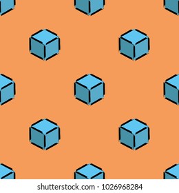 Cube isometric pattern blue orange 