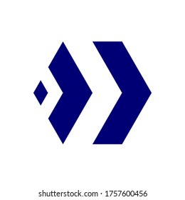 Cube isotype in dark blue color, editable vector