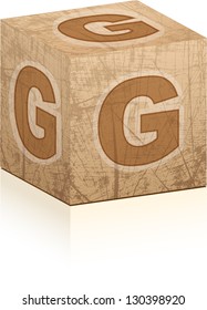 Cube with a letter g