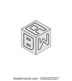 Diseño del logotipo de la letra de cubo en un fondo colorido variado.