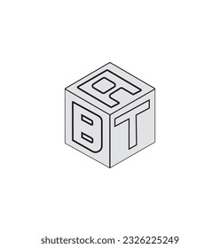 Diseño del logotipo de la letra de cubo en un fondo colorido variado.