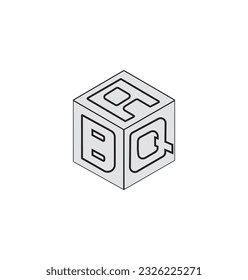 Diseño del logotipo de la letra de cubo en un fondo colorido variado.