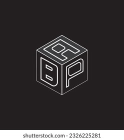 Diseño del logotipo de la letra de cubo en un fondo colorido variado.