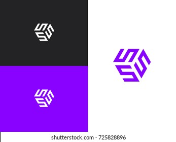 The cube with the letter SSS brand logo. Unusual geometric letter S. Architecture vector logo. Isolated monogram.