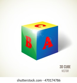 cube with the letters, vector