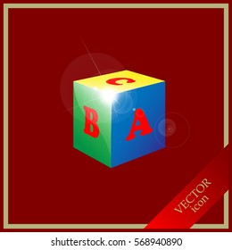 cube with the letters, vector