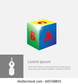 cube with the letters,  vector