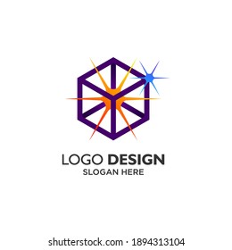 Cube and light for technology logo design