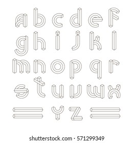 Cube Line 3D Font ABC. Impossible Geometric line Alphabet letters vector