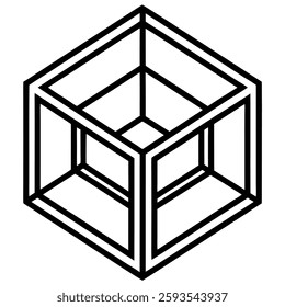 Cube line art on white background.