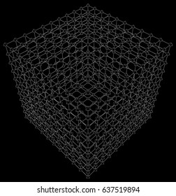 Cube With Line Edges And Octahedron Joints Vector 51