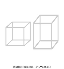 Icono de línea de cubo, signo de vector de contorno, pictograma de estilo lineal aislado en blanco. Ilustración matemática simple en color oscuro con líneas. Elementos de diseño educativo