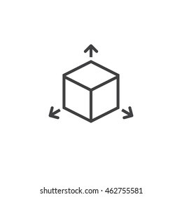 Cube Line Icon, Outline Vector Logo Illustration, Linear Pictogram Isolated On White