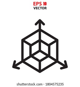 Cube line icon vector. Design tools icon concept for app or website. Eps 10 vector illustration.