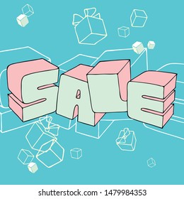 Cube and line logo "Sale".