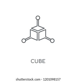 Cube linear icon. Cube concept stroke symbol design. Thin graphic elements vector illustration, outline pattern on a white background, eps 10.