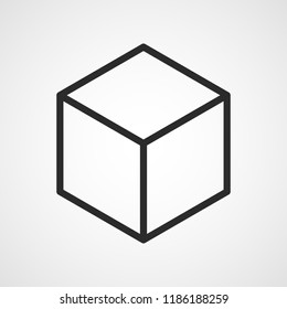 Cube linear icon in flat design. Vector illustration. 3d cube icon