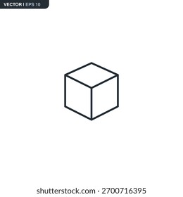 Cube, linear style sign for mobile concept and web design. Symbol, logo illustration. Pixel perfect vector graphics