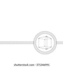 Cube of lines and dots. Molecular lattice. The structural grid of polygons. Polygonal design style letterhead and brochure