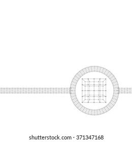 Cube of lines and dots. Molecular lattice. The structural grid of polygons. Polygonal design style letterhead and brochure