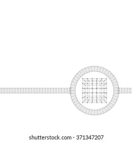 Cube of lines and dots. Molecular lattice. The structural grid of polygons. Polygonal design style letterhead and brochure