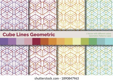 Cube lines a geometric seamless patterns