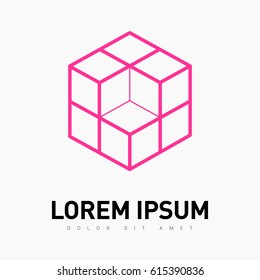 cube logical line vector icon