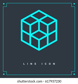 cube logical line vector icon