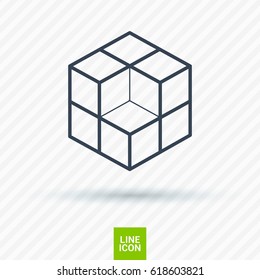 cube logical line vector icon