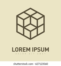 cube logical line vector icon