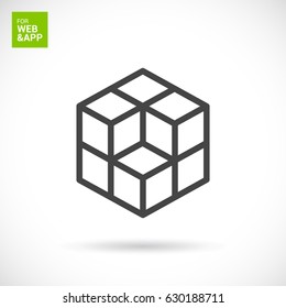 Cube Logical Line Vector Icon