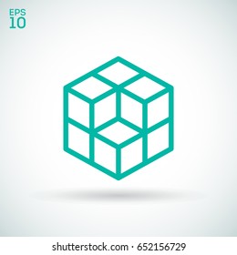cube logical line vector icon