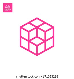 cube logical line vector icon