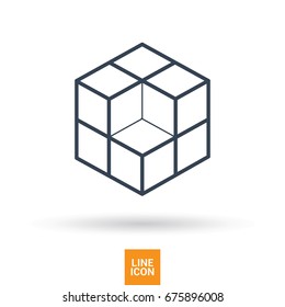 cube logical line vector icon