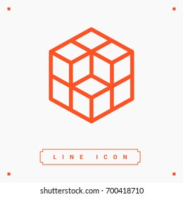 cube logical line vector icon