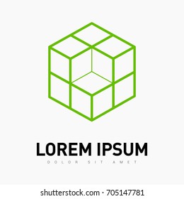 cube logical line vector icon