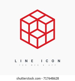 cube logical line vector icon