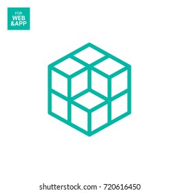 cube logical line vector icon