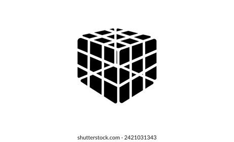 cube logo, black isolated silhouette