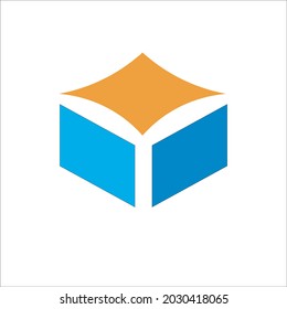 logotipo de cubo con color azul y naranja