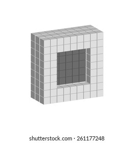 Cube logo design, grey geometric background