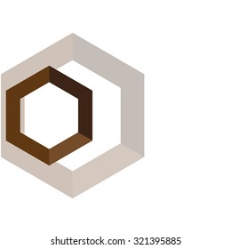 Cube logo design icon. Brown background for your text and logo. Toolbox


