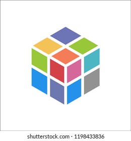 Cube logo design icon, vector illustration. Colorful