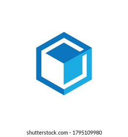 cube logo design icon vector outbox. Abstract simple vector cube logo sign company icon symbol.