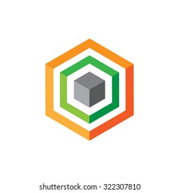 Cube logo design icon, vector illustration colorful


