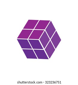 Cube logo design icon, vector illustration. Violet color





