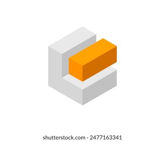 Cube logo, geometric vector design. Box logotype company, trendy tech emblem in pixel style.