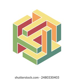Cube logo, geometric vector design. Box logotype company, trendy techno emblem in isometric 3D style.