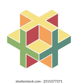 Cube logo, geometric vector design. Box logotype company, trendy techno emblem in isometric 3D style.