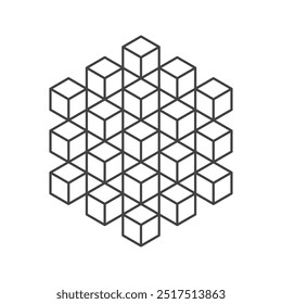 Cube logo, geometric vector design. Monochrome box logotype company, trendy techno emblem in isometric line style.
